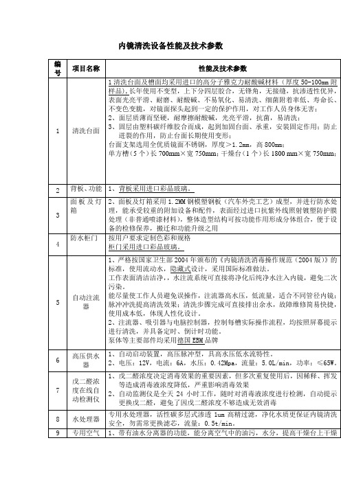 内镜清洗设备性能及技术参数(精)