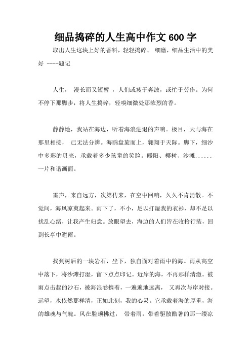 细品捣碎的人生高中作文600字