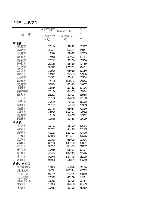 2010中国城市统计年鉴