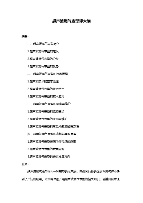 超声波燃气表型评大纲