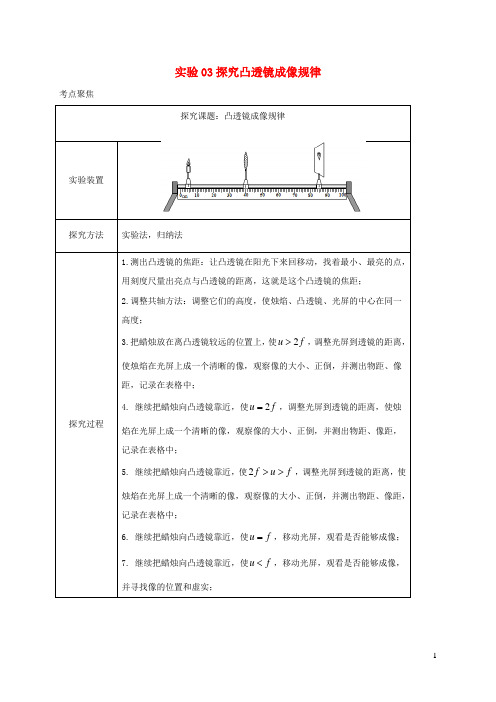 中考物理必考实验精解精练专题实验03探究凸透镜成像规律含解析