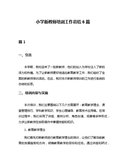 小学新教师培训工作总结6篇