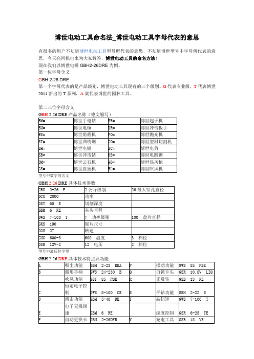 博世电动工具命名法