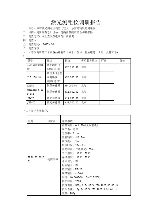 激光测距仪调研报告-更新