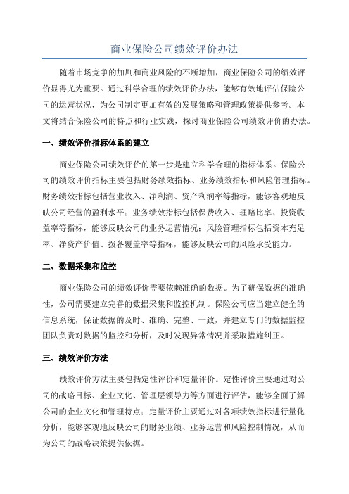 商业保险公司绩效评价办法