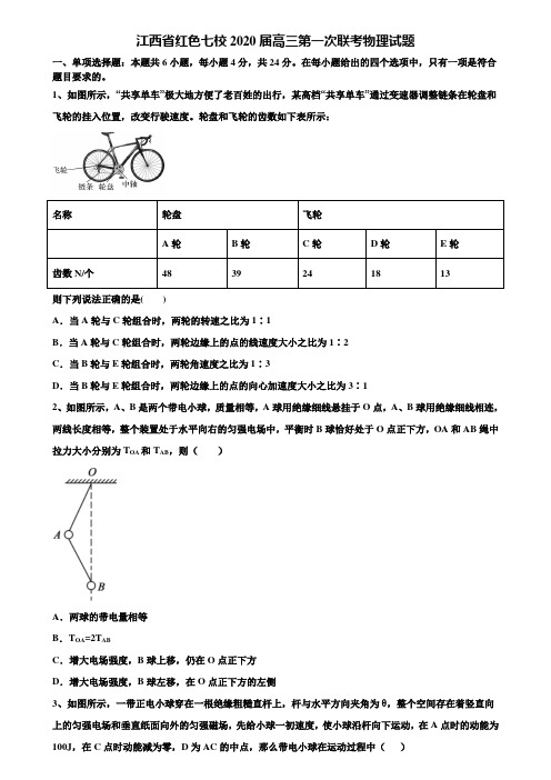 《含高考15套》江西省红色七校2020届高三第一次联考物理试题含解析