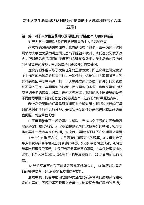 对于大学生消费现状及问题分析调查的个人总结和感言（合集五篇）