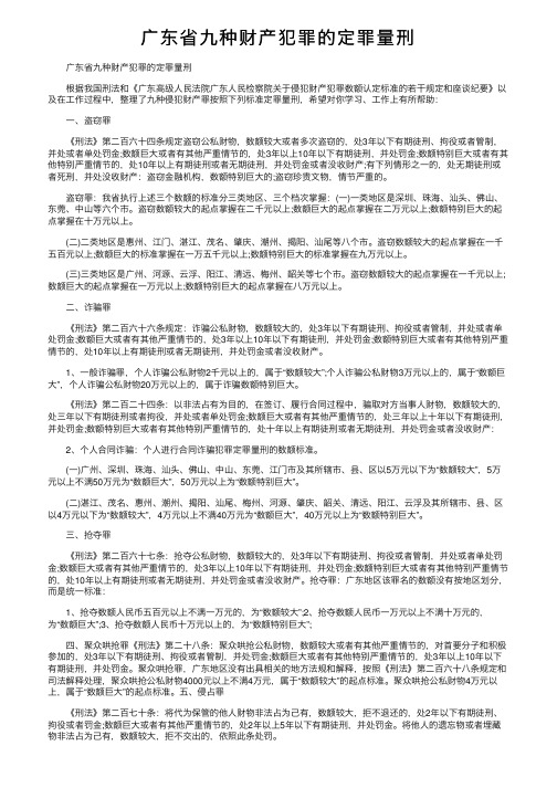 广东省九种财产犯罪的定罪量刑