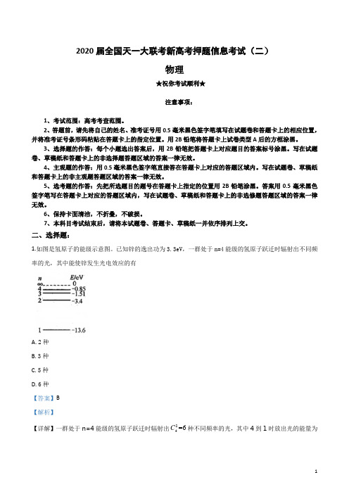 2020届全国天一大联考新高考押题信息考试(二)物理试卷