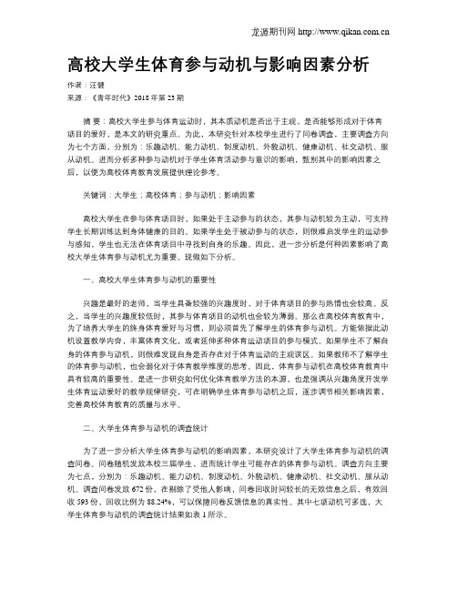 高校大学生体育参与动机与影响因素分析