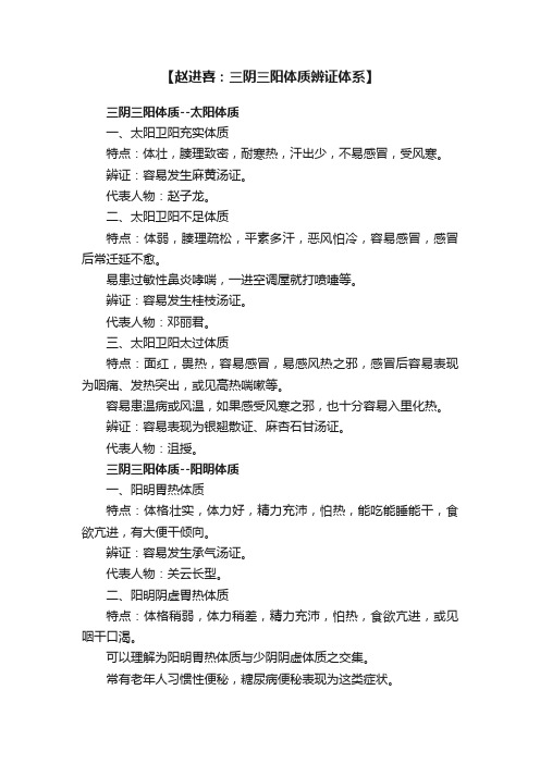 【赵进喜：三阴三阳体质辨证体系】