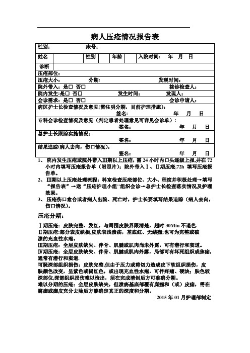 病人压疮情况报告表