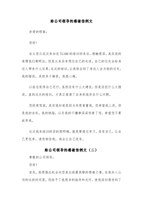 给公司领导的感谢信例文（五篇）