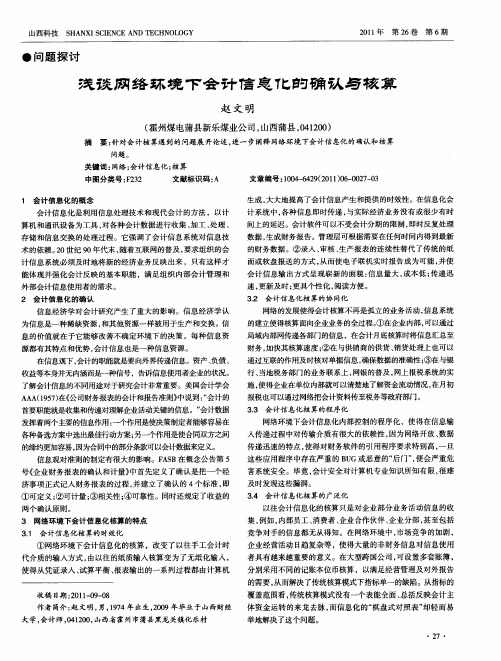 浅谈网络环境下会计信息化的确认与核算