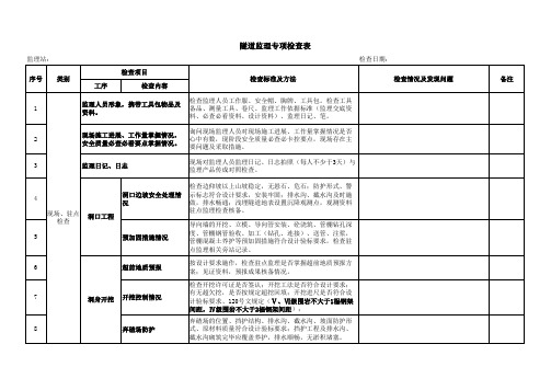 隧道监理专项检查表