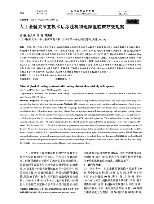 人工全髋关节置换术后冰毯机物理降温临床疗效观察