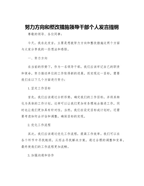 努力方向和整改措施领导干部个人发言提纲