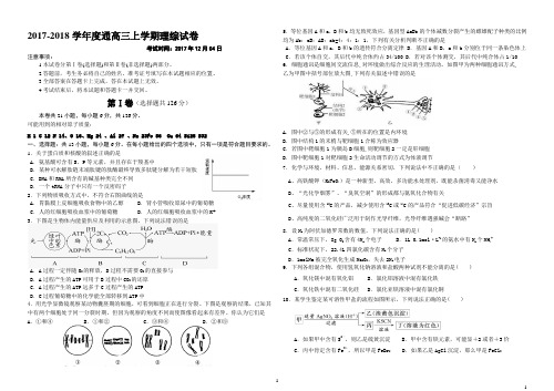 高三上学期理综试题(含详细答案)