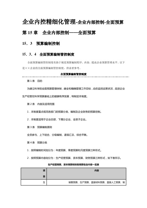 企业内控精细化管理-企业内部控制-全面预算