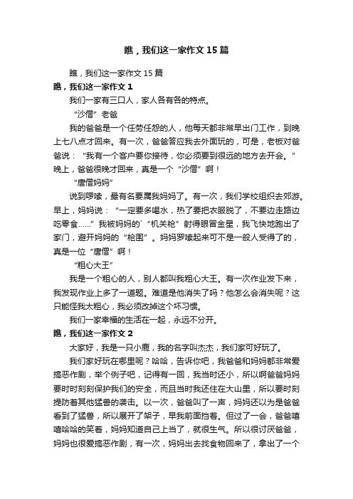 瞧，我们这一家作文15篇