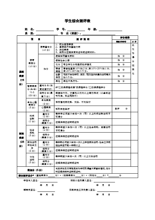 学生综合测评表-备注版