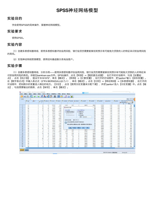 SPSS神经网络模型