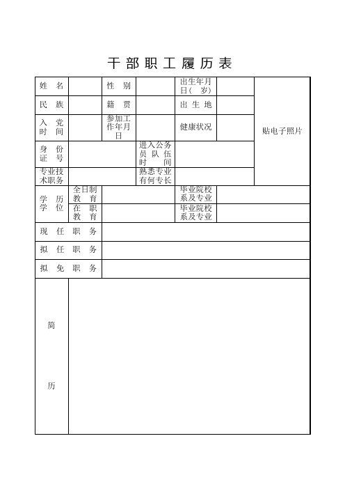 干部职工履历表