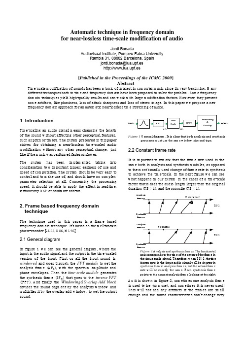 Automatic technique in frequency domain for near-lossless time-scale modification of audio