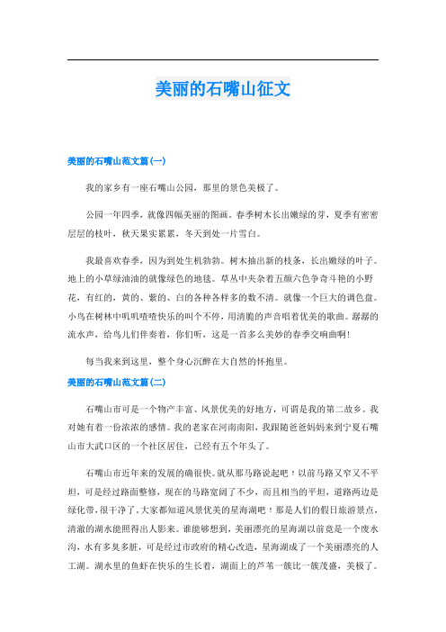 美丽的石嘴山征文