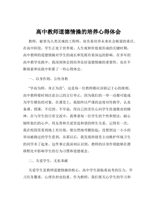 高中教师道德情操的培养心得体会