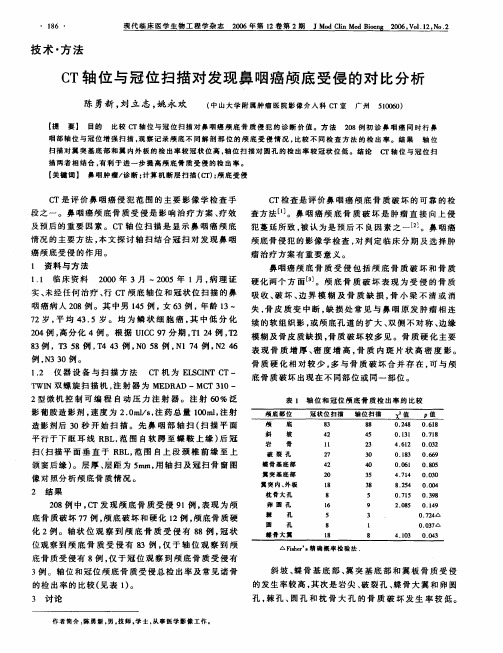 CT 轴位与冠位扫描对发现鼻咽癌颅底受侵的对比分析