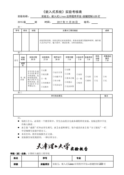 天津理工嵌入式实验5Linux应用程序开发--按键控制LED灯