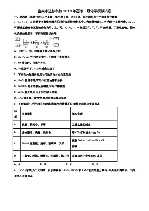 宜宾市达标名校2019年高考二月化学模拟试卷含解析