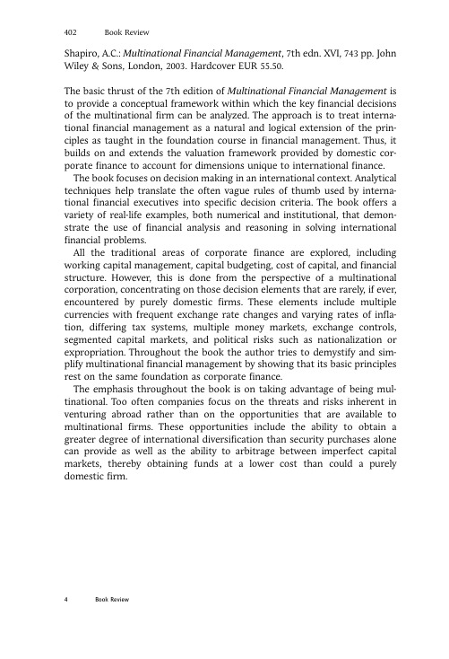 Multinational Financial Management
