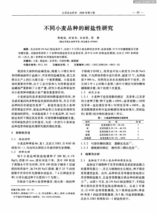 不同小麦品种的耐盐性研究