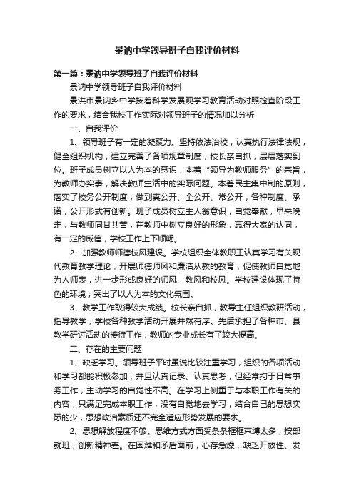 景讷中学领导班子自我评价材料