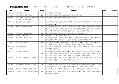 护长绩效考核评分细则表