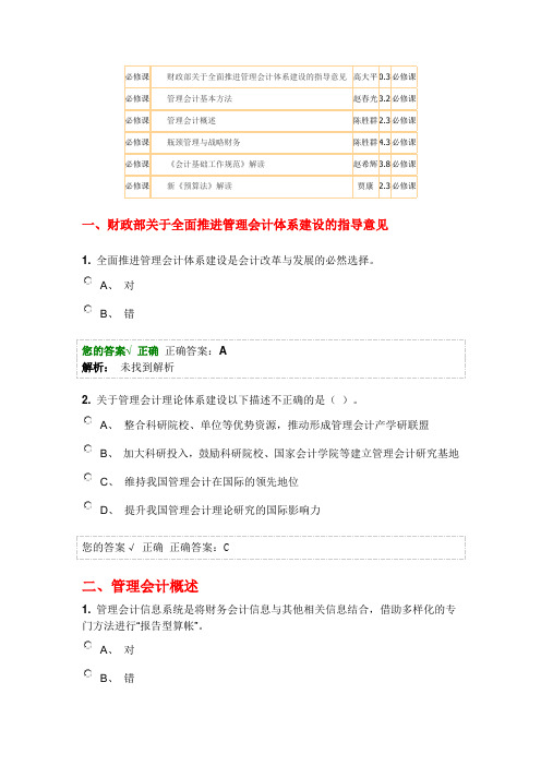 2015年最新会计继续教育考试题库答案解析