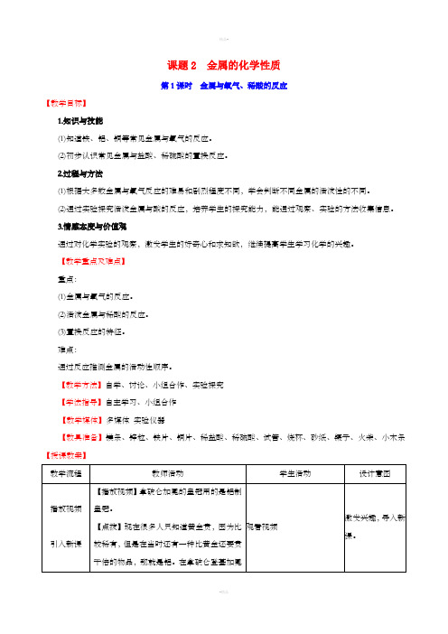 2019版九年级化学下册第八单元金属和金属材料8.2金属的化学性质8.2.1金属与氧气稀酸的反应教案