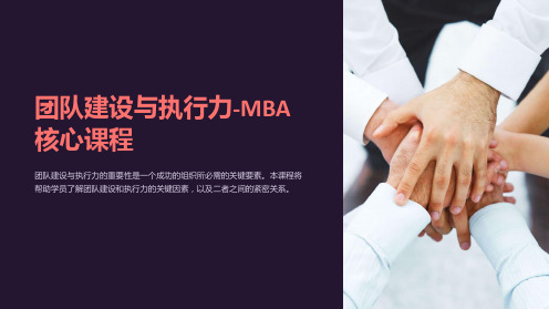 团队建设与执行力-MBA核心课程