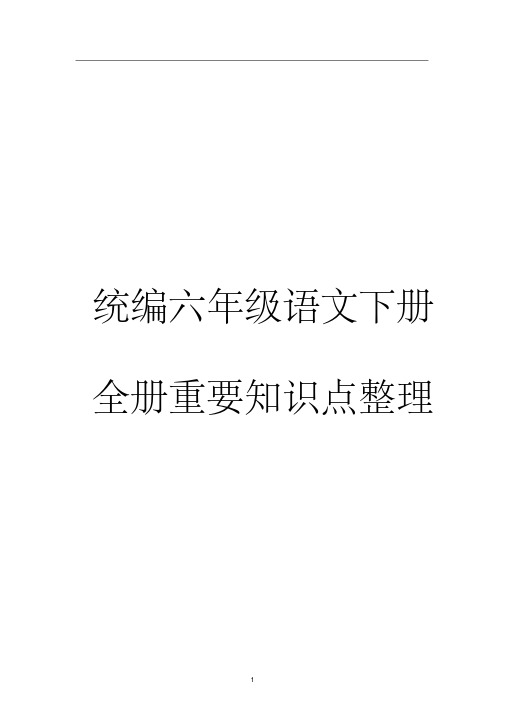 统编六年级语文下册全册重要知识点整理