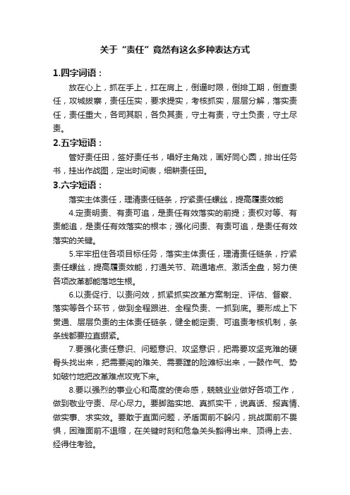 关于“责任”竟然有这么多种表达方式