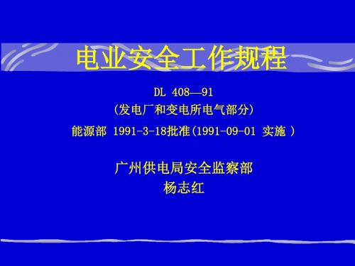 电业安全工作规程(发电厂和变电所部分)解读讲课稿
