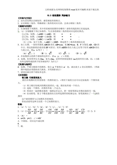 苏科版八下10.3相似图形同步测试题