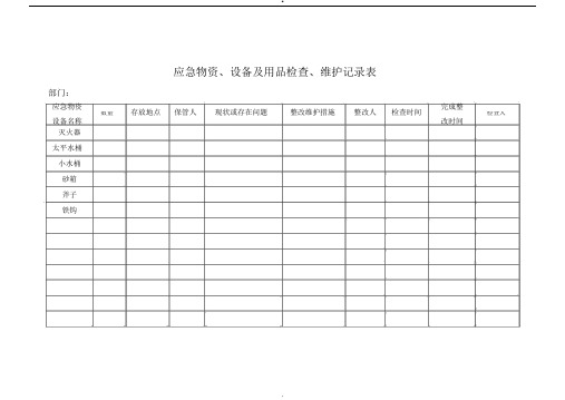 应急物资设备及用品检查、维护记录表