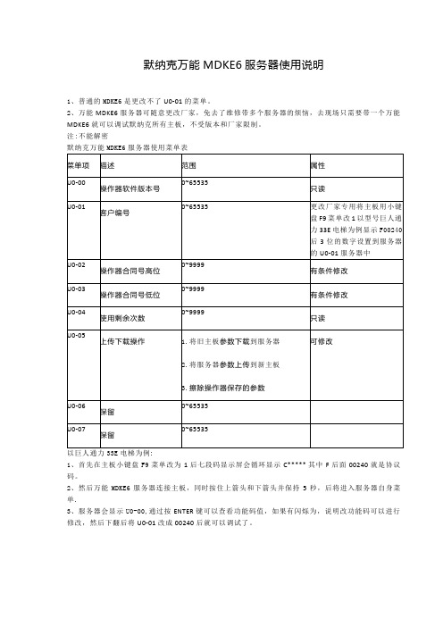 默纳克万能MDKE6服务器使用说明