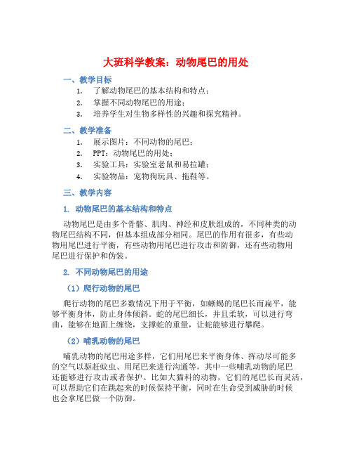 大班科学教案：动物尾巴的用处 (2)