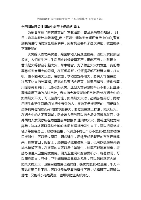 全国消防日关注消防生命至上观后感作文（精选5篇）