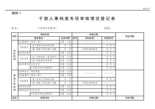 干部人事档案专项审核情况登记表(标准版)