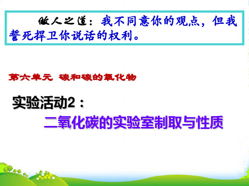 人教版九年级化学上册第六单元实验活动2：二氧化碳的实验室制取与性质课件(共28张PPT)